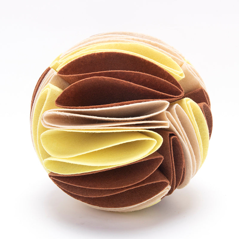 dog ball brown and yelow
