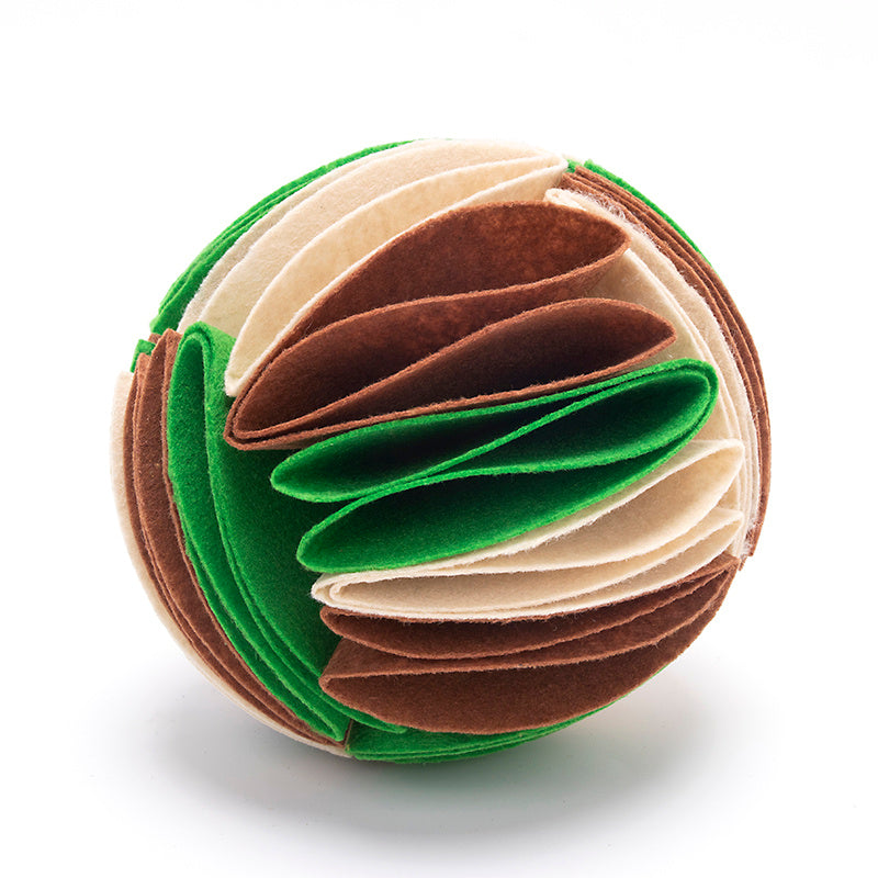 iq training dog ball brown and green