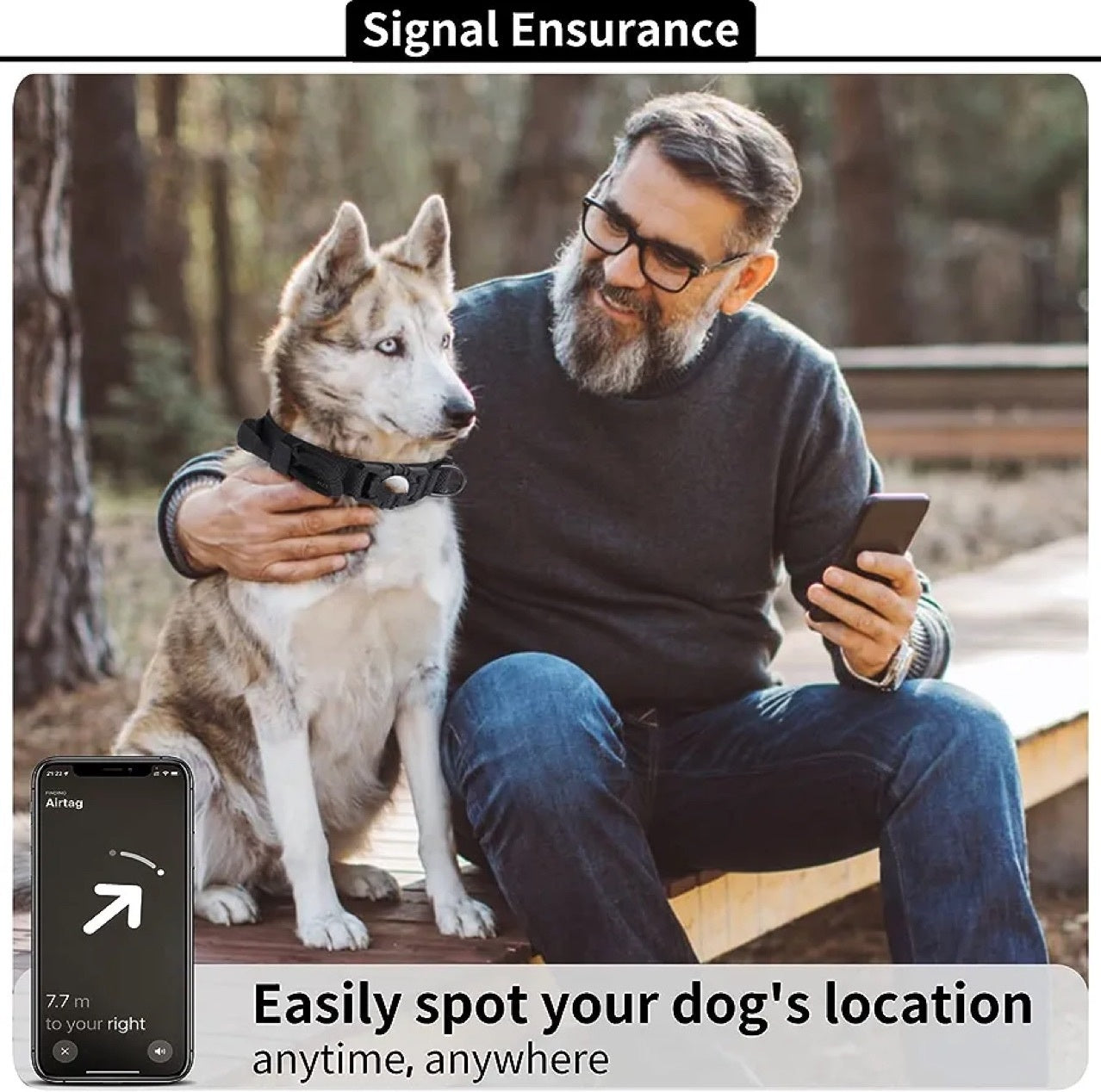 a man and his dog with the collar