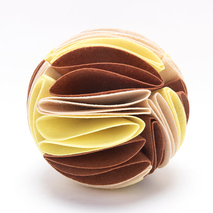 dog ball brown and yelow