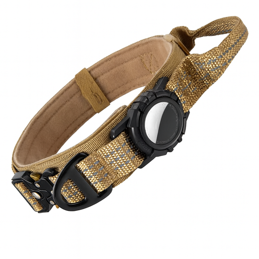 premium brown airtag collar for dogs 